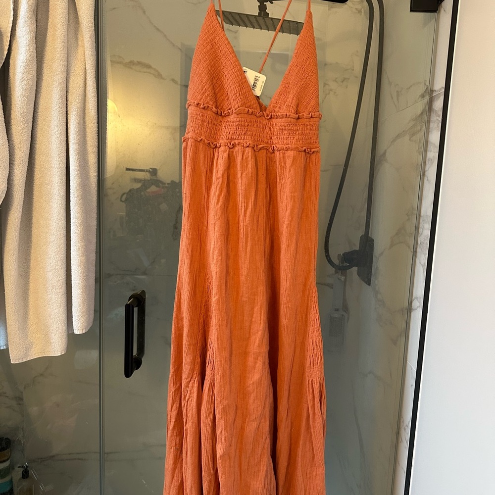 Free People Orange Sleeveless Maxi Dress